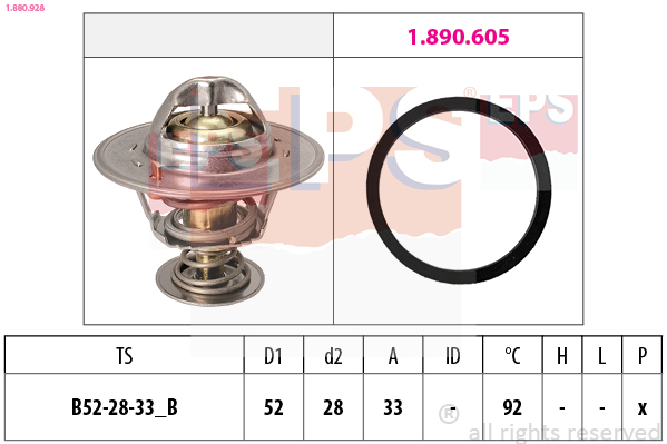 EPS Termostat, kølemiddel 1880928 for FORD