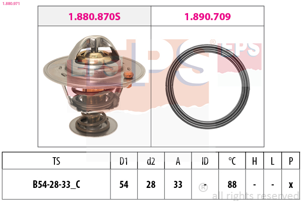EPS Termostat, kølemiddel 1880971 for KIA