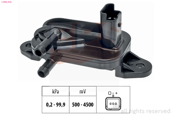 EPS Sensor,udstødningstryk 1.993.316 for PEUGEOT IVECO LANCIA FUSO (MITSUBISHI)