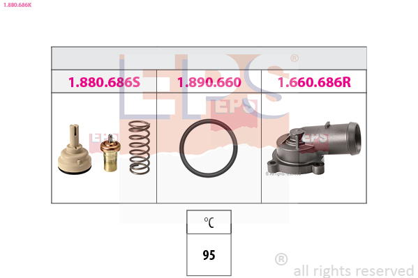 EPS Termostat, kølemiddel 1880686k for VW