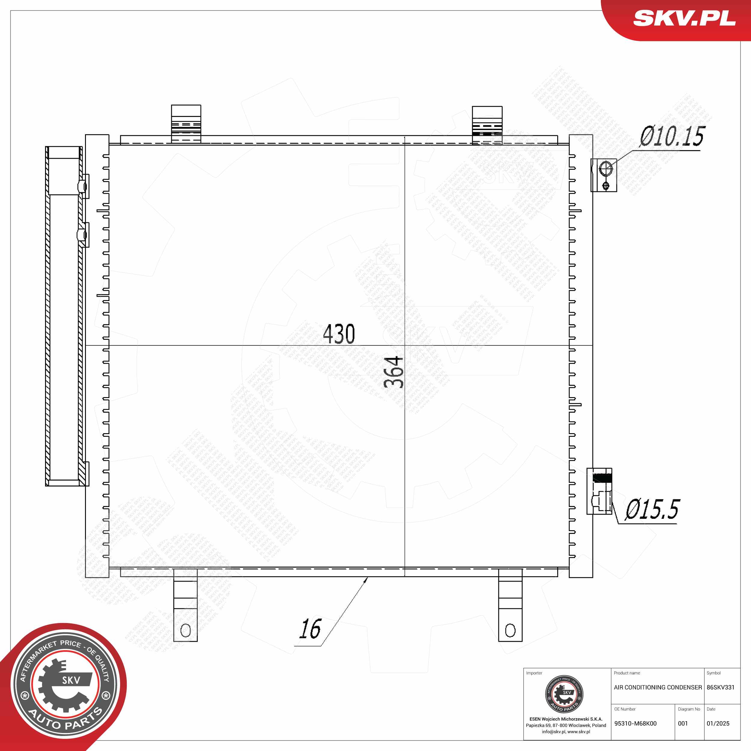 ESEN SKV Kondensor, klimaanlæg 86skv331 for SUZUKI