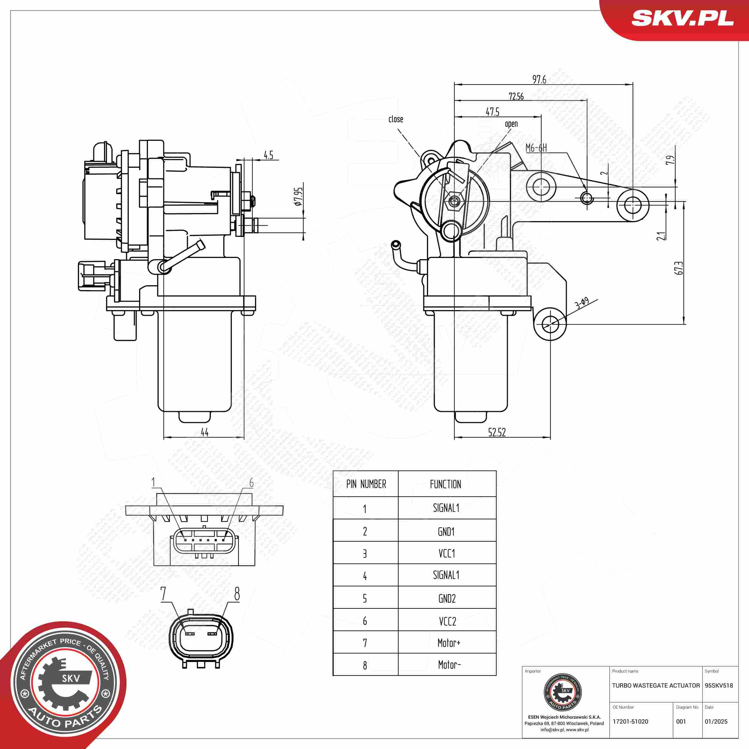 ESEN SKV Ladetryksregulatorventil 95skv518 for TOYOTA LEXUS