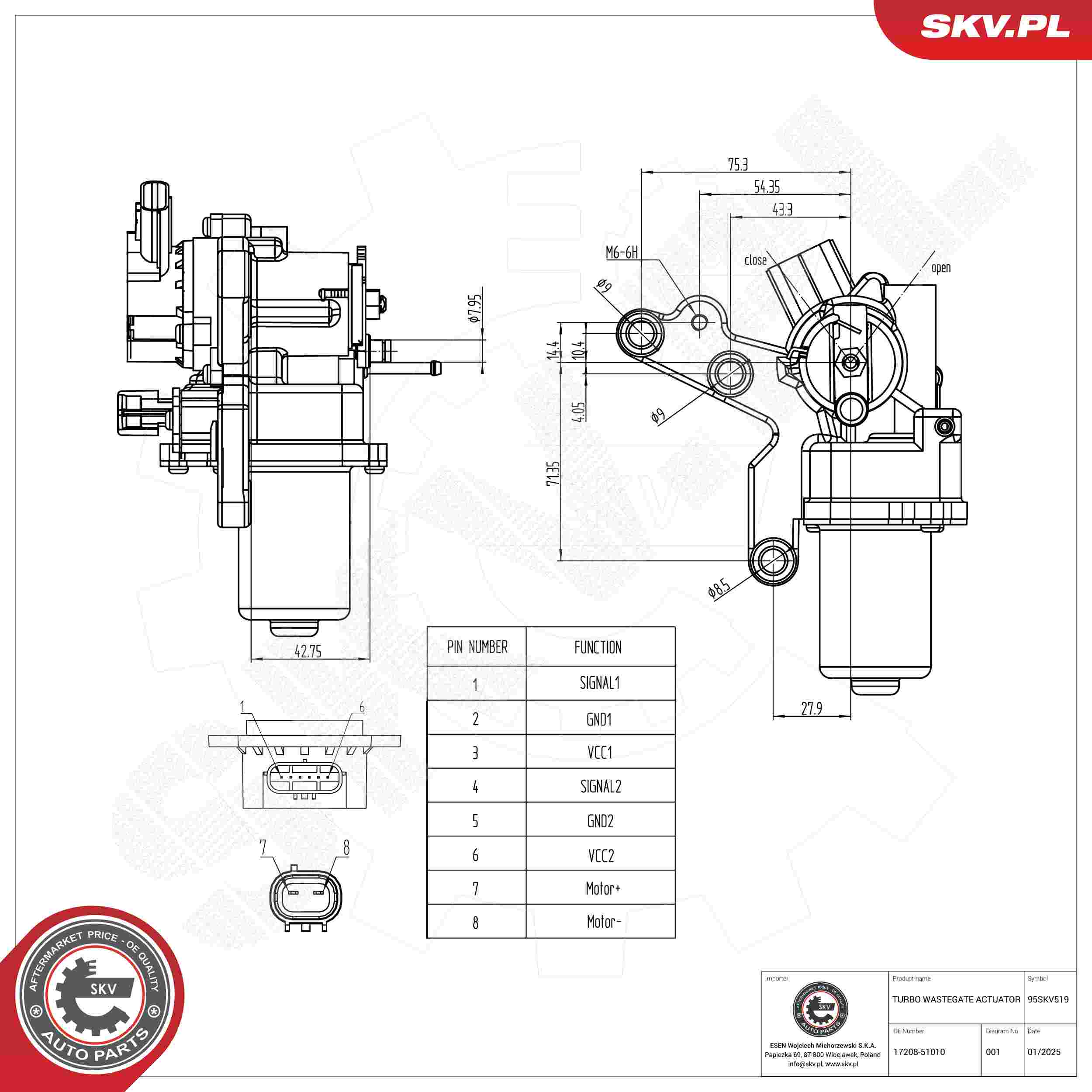 ESEN SKV Ladetryksregulatorventil 95skv519 for TOYOTA