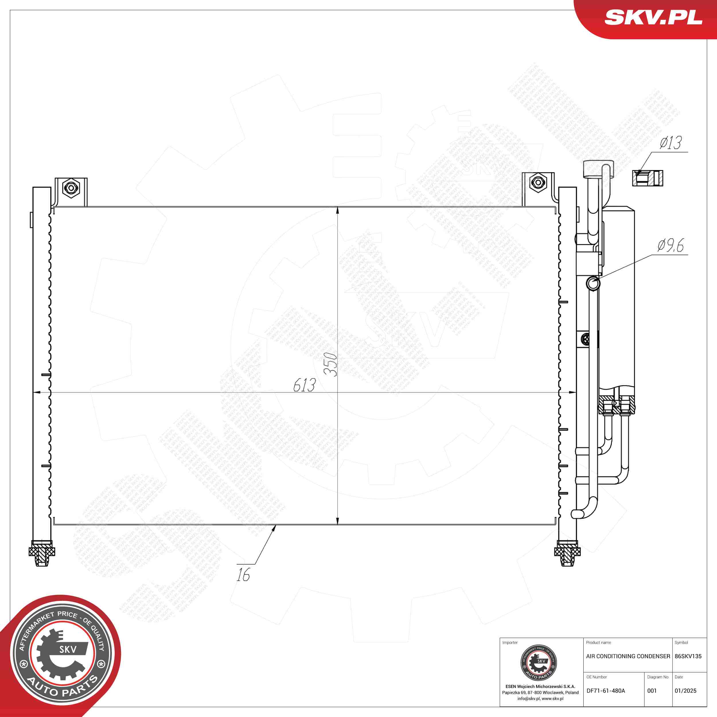 ESEN SKV Kondensor, klimaanlæg 86skv135 for MAZDA