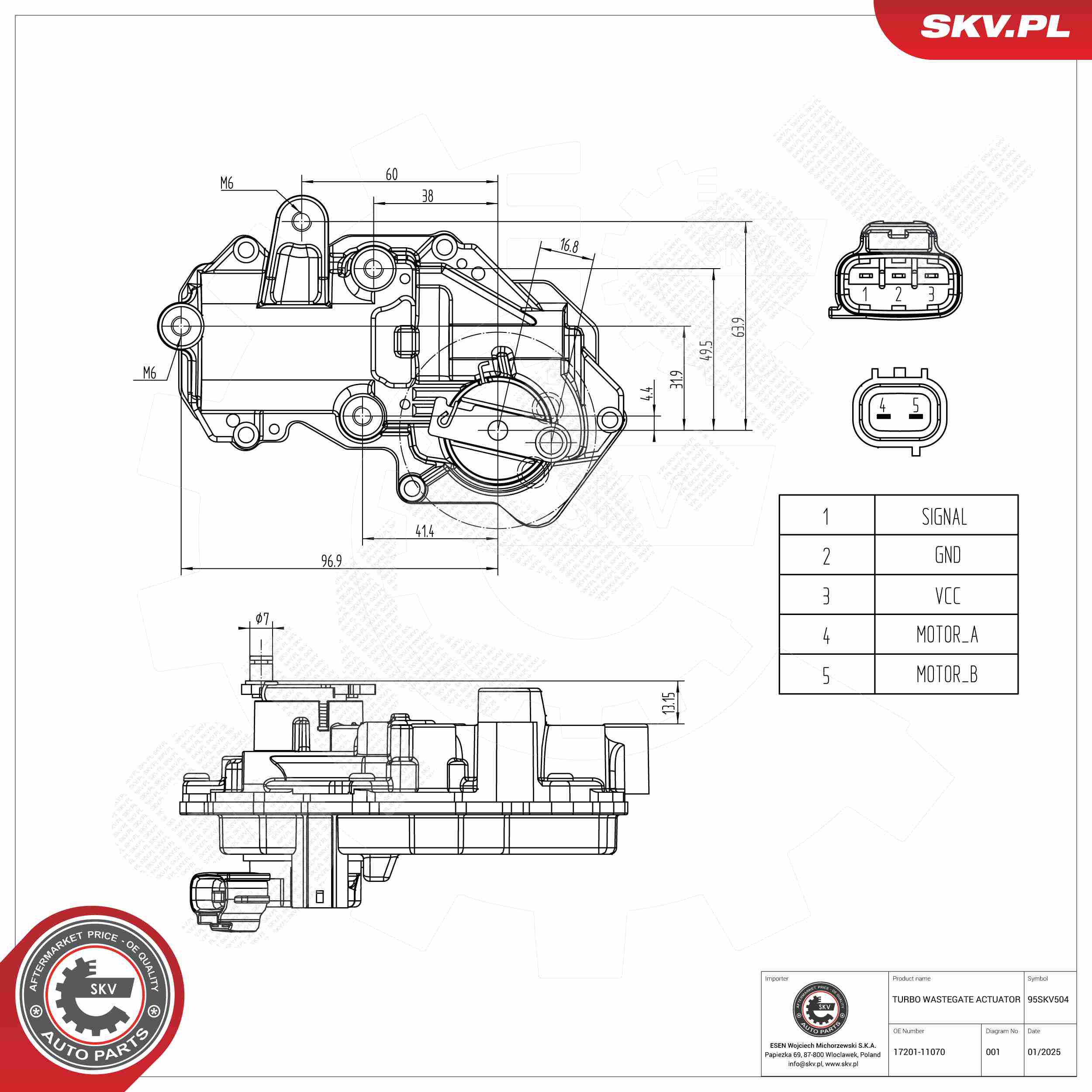 ESEN SKV Ladetryksregulatorventil 95skv504 for TOYOTA