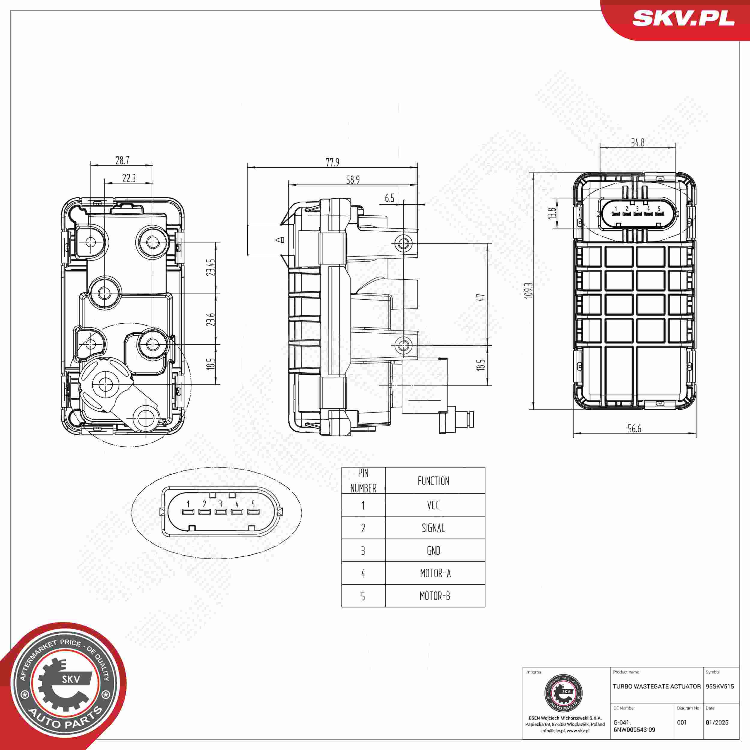 ESEN SKV Ladetryksregulatorventil 95skv515 for HYUNDAI