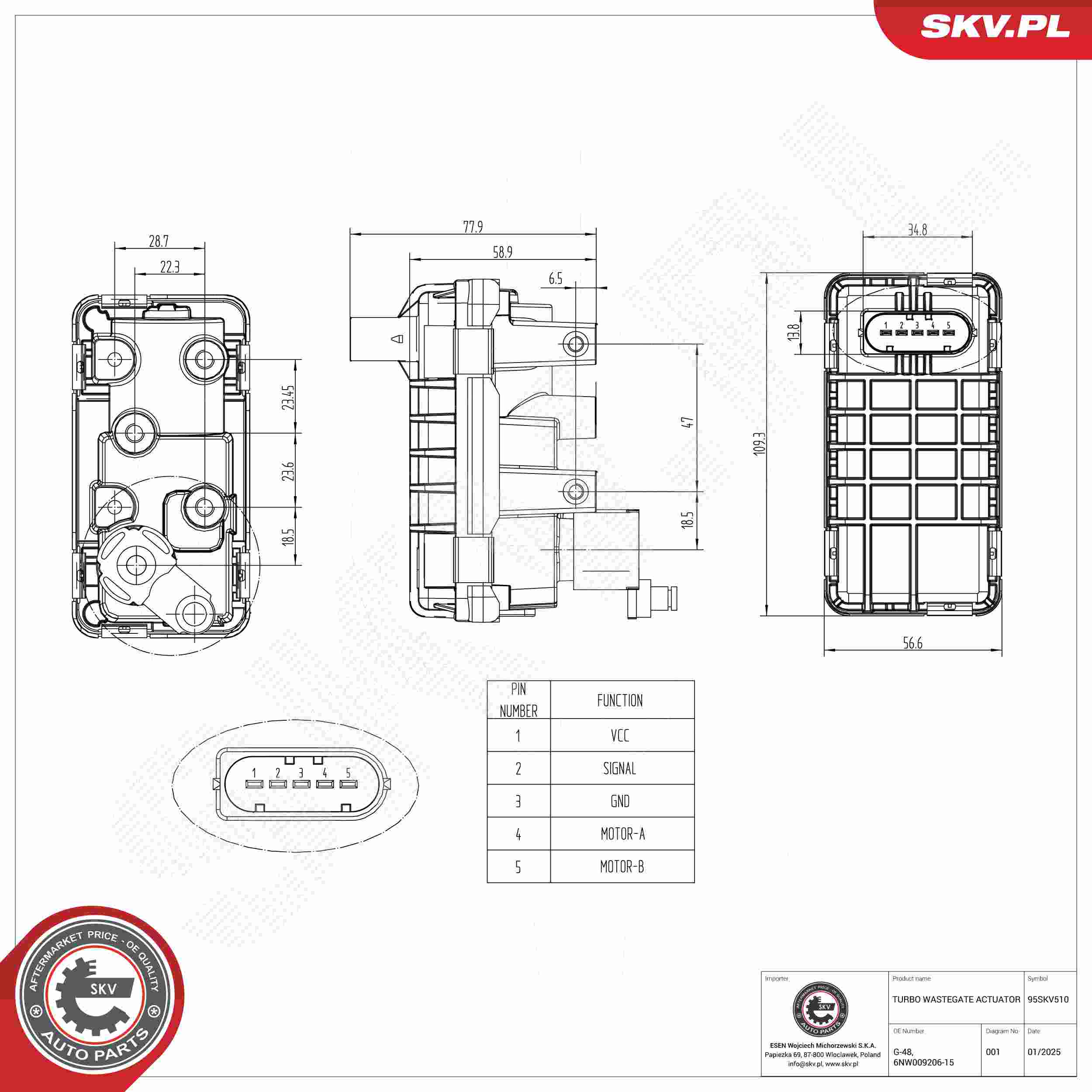 ESEN SKV Ladetryksregulatorventil 95skv510 for FORD LAND ROVER