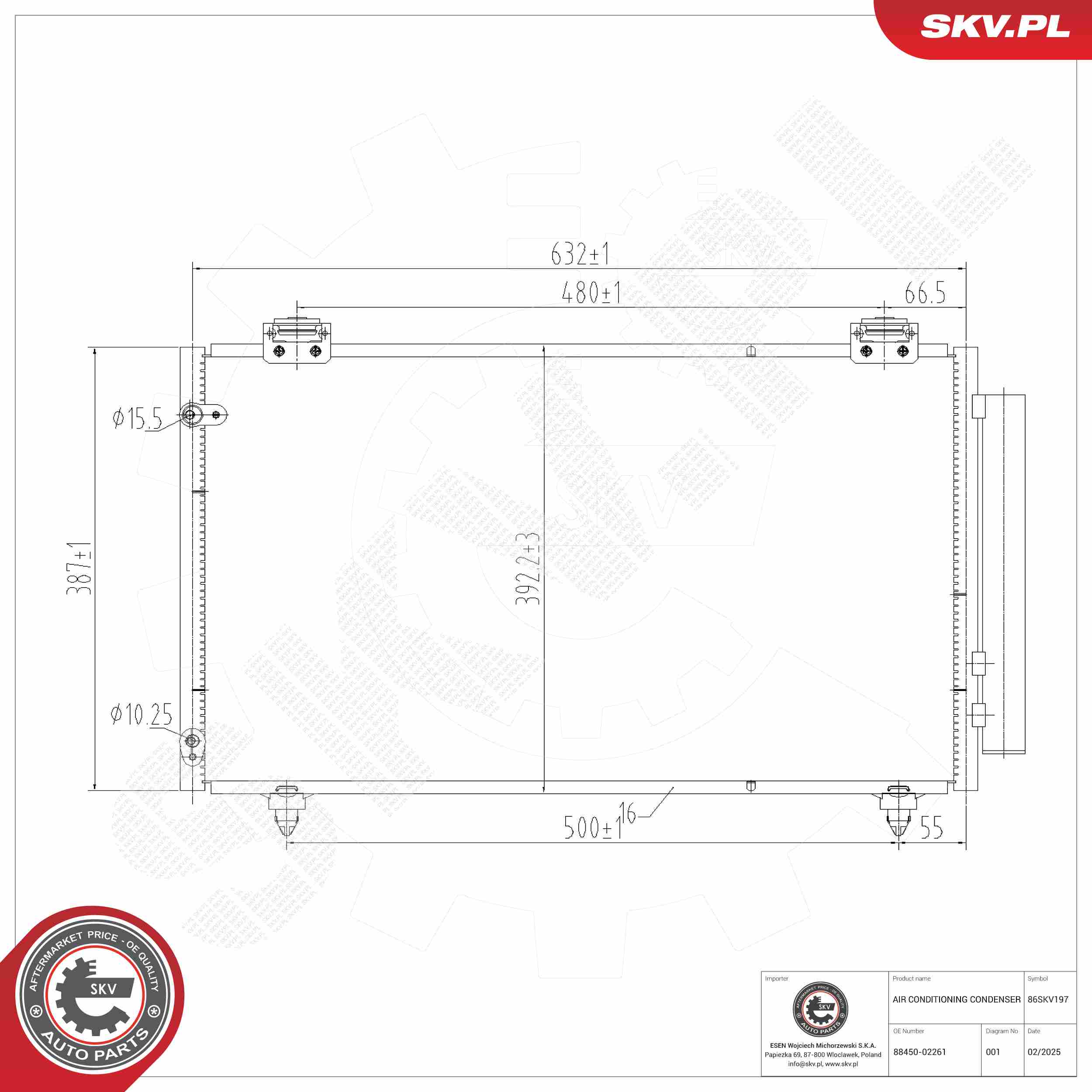 ESEN SKV Kondensor, klimaanlæg 86skv197 for GMC TOYOTA