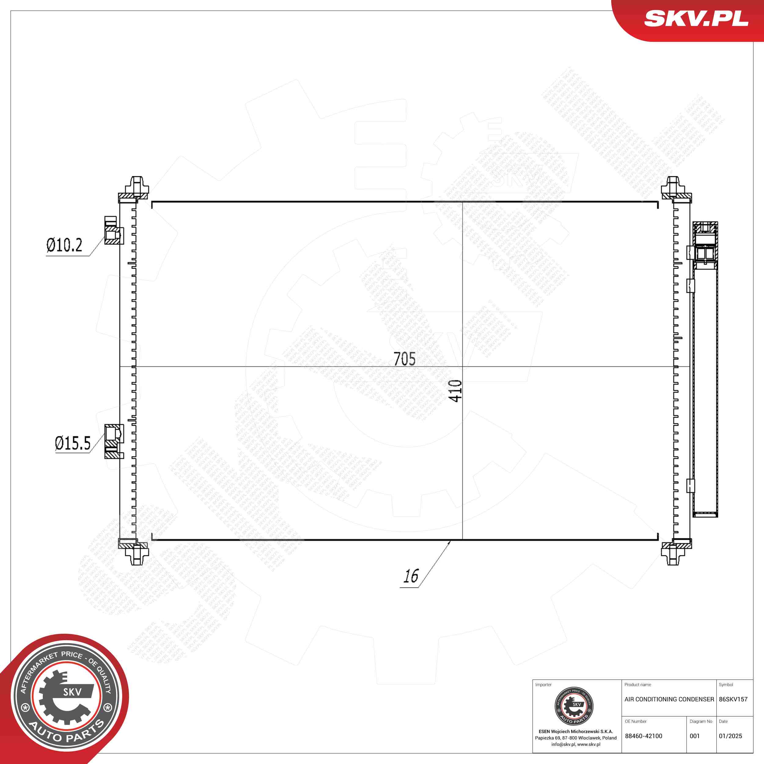 ESEN SKV Kondensor, klimaanlæg 86skv157 for TOYOTA