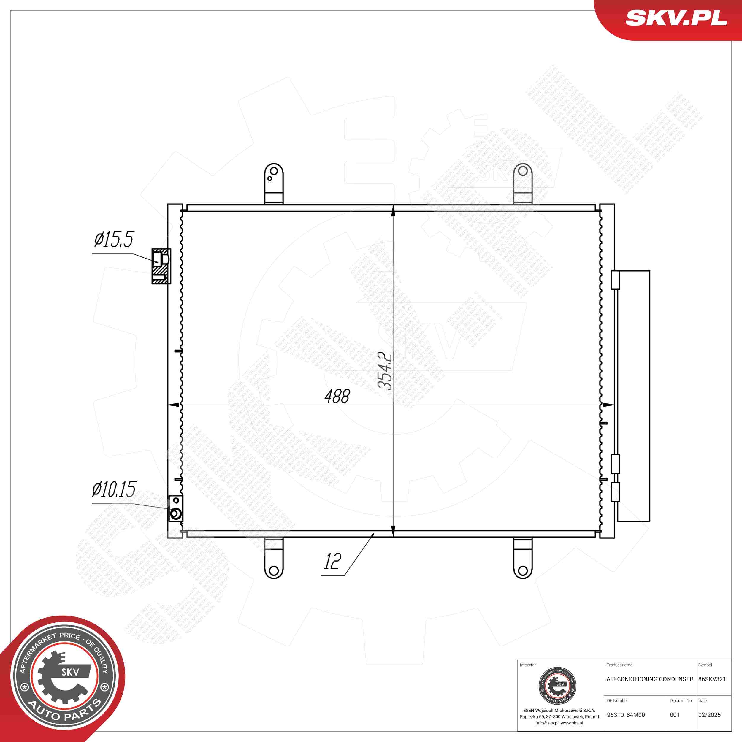 ESEN SKV Kondensor, klimaanlæg 86skv321 for SUZUKI