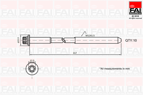 FAI AUTOPARTS topbolte-sæt b1018 for RENAULT