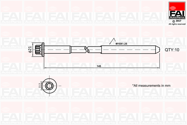 FAI AUTOPARTS topbolte-sæt b1140 for FORD VOLVO MAZDA LAND ROVER