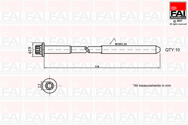 FAI AUTOPARTS topbolte-sæt b1321 for OPEL FIAT VAUXHALL PEUGEOT