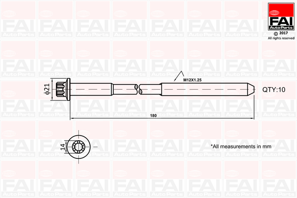 FAI AUTOPARTS topbolte-sæt b2111 for TOYOTA