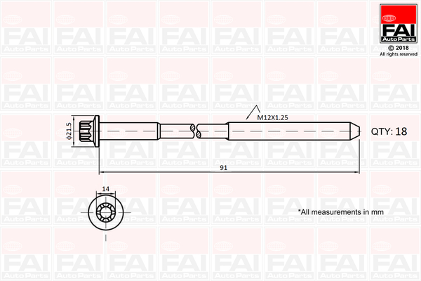 FAI AUTOPARTS topbolte-sæt b2101 for MITSUBISHI