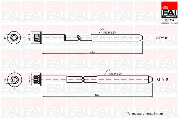 FAI AUTOPARTS topbolte-sæt b2124 for LEXUS