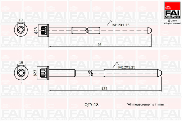 FAI AUTOPARTS topbolte-sæt b2201 for HYUNDAI KIA