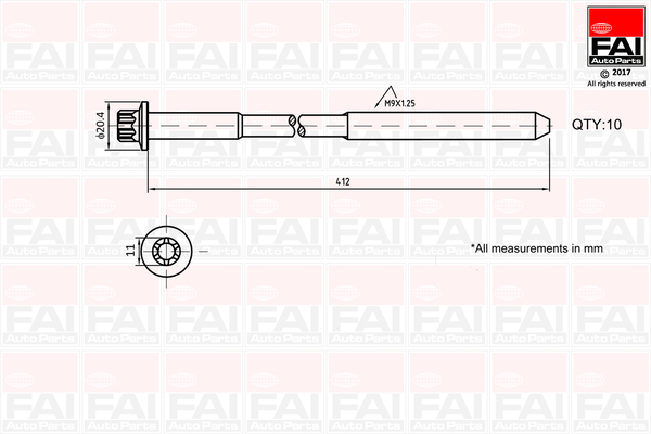 FAI AUTOPARTS topbolte-sæt b292 for ROVER