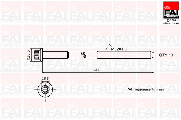 FAI AUTOPARTS topbolte-sæt b896 for OPEL VAUXHALL MERCEDES-BENZ NISSAN RENAULT