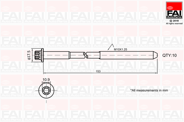 FAI AUTOPARTS topbolte-sæt b701 for VAUXHALL OPEL