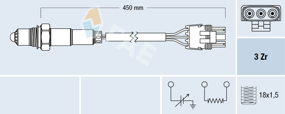 FAE Lambdasonde 77117 foran katalysatoren for GENERAL MOTORS RENAULT JEEP STANDARD AUTOMOBILE