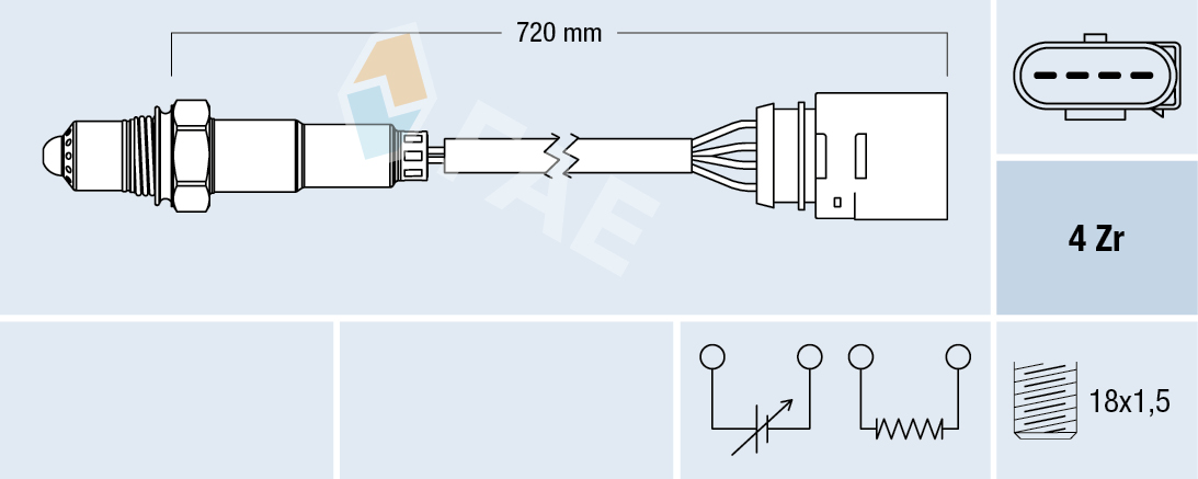 FAE Lambdasonde 77139 foran katalysatoren for SKODA VW SEAT LAMBORGHINI