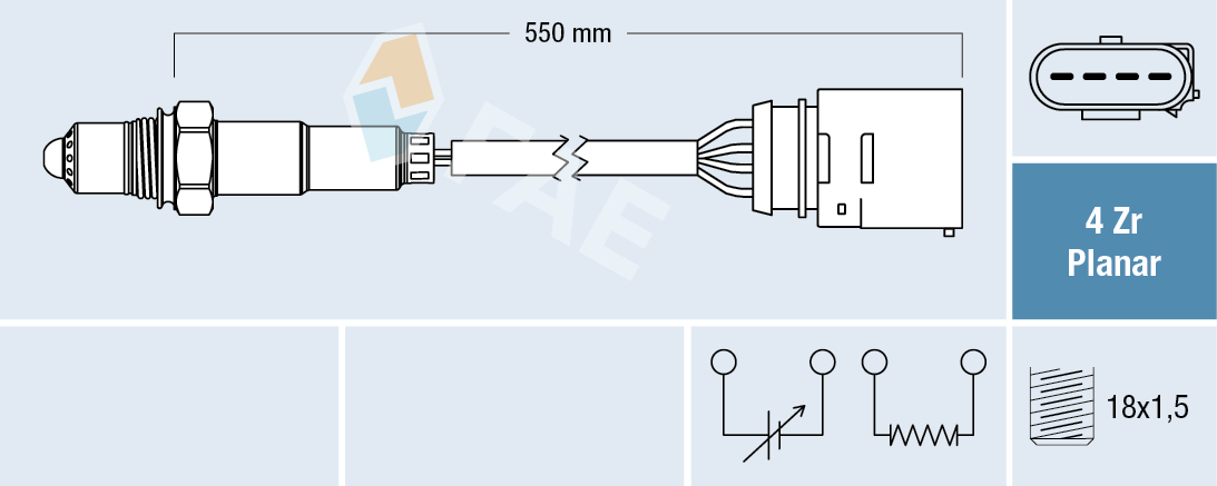 FAE Lambdasonde 77148 for LAMBORGHINI SEAT VW SKODA AUDI STANDARD AUTOMOBILE
