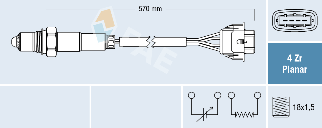 FAE Lambdasonde 77154 foran katalysatoren for OPEL GENERAL MOTORS CHEVROLET HOLDEN PORSCHE