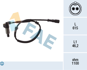 FAE ABS Sensor 78024 Bagaksel venstre for RENAULT