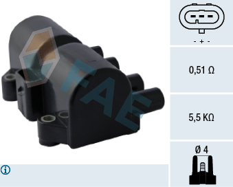 FAE Tændspole 80317 for OPEL VAUXHALL CHEVROLET DAEWOO ISUZU