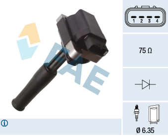 FAE Tændspole 80398 for JAGUAR