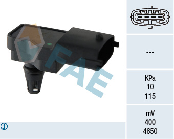 FAE Sensor, sugerørstryk 15041 for DS OPEL FORD HARLEY-DAVIDSON FIAT GENERAL MOTORS LANCIA SMART PROTON CHERY