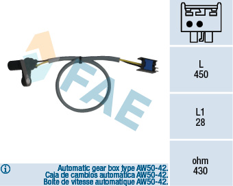 FAE Omdrejningssensor, automat gear 79126 for VOLVO