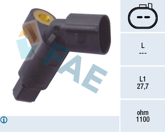 FAE ABS Sensor 78008 venstre foraksel for SKODA STANDARD AUTOMOBILE VW