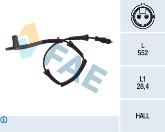 FAE ABS Sensor 78027 foraksel for RENAULT