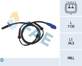 FAE ABS Sensor 78034 foraksel for CITROËN