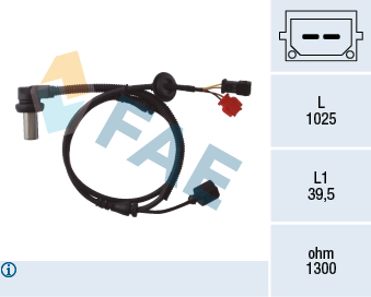 FAE ABS Sensor 78063 foraksel for VW STANDARD AUTOMOBILE