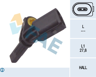FAE ABS Sensor 78064 højre foraksel for AUDI PORSCHE MAN SKODA STANDARD AUTOMOBILE