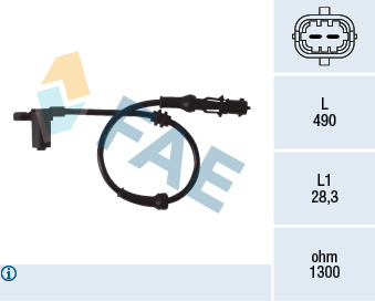 FAE ABS Sensor 78077 foraksel for OPEL GENERAL MOTORS