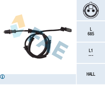 FAE ABS Sensor 78095 foraksel for OPEL VAUXHALL GENERAL MOTORS NISSAN RENAULT