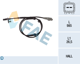FAE ABS Sensor 78118 bagaksel for CITROËN DS