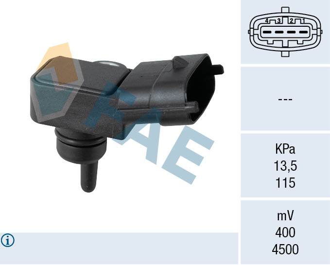 FAE Sensor, sugerørstryk 15165 for HYUNDAI KIA