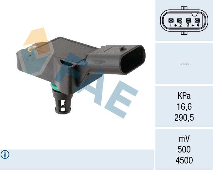 FAE Sensor, sugerørstryk 15265 for VW AUDI SEAT