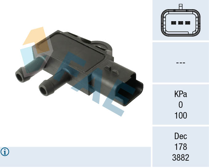 FAE Sensor,udstødningstryk 16162 for VAUXHALL PEUGEOT