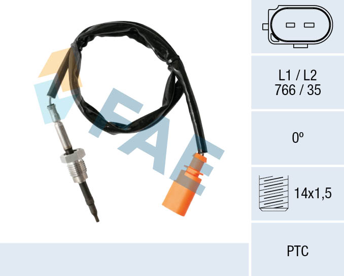 FAE Sensor, udstødningsgastemperatur 68003 efter partikelfilter for VW SEAT