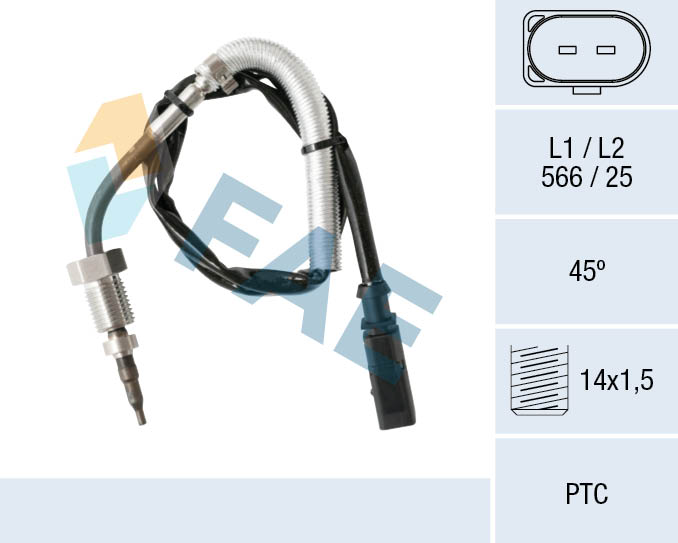 FAE Sensor, udstødningsgastemperatur 68007 før turbolader for SKODA SEAT AUDI
