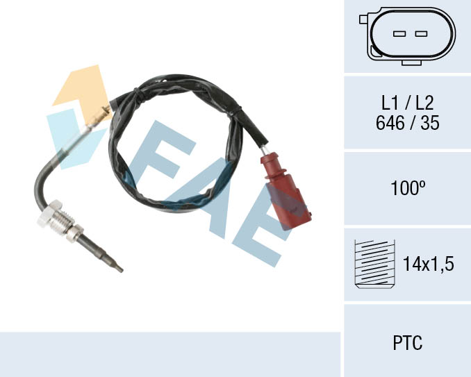 FAE Sensor, udstødningsgastemperatur 68002 foran partikelfilter for SEAT VW