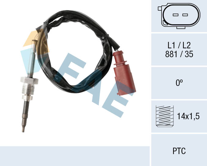 FAE Sensor, udstødningsgastemperatur 68017 foran partikelfilter for AUDI