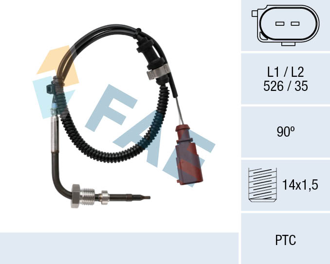 FAE Sensor, udstødningsgastemperatur 68021 foran partikelfilter for SKODA AUDI