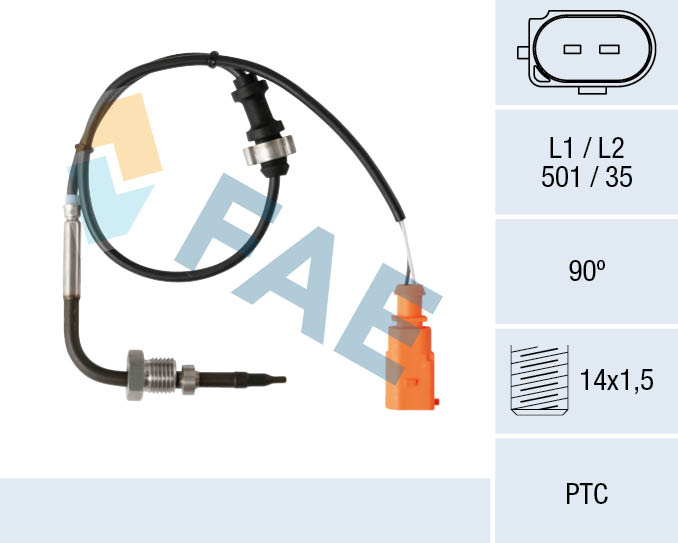 FAE Sensor, udstødningsgastemperatur 68024 efter partikelfilter for AUDI SKODA